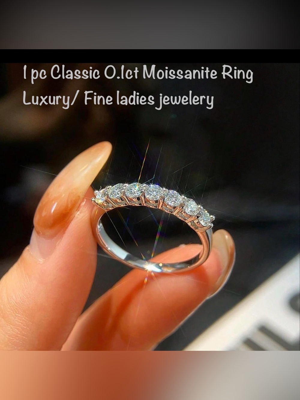 Seven-Stone Moissanite Ring in Silver - Classic Sparkle